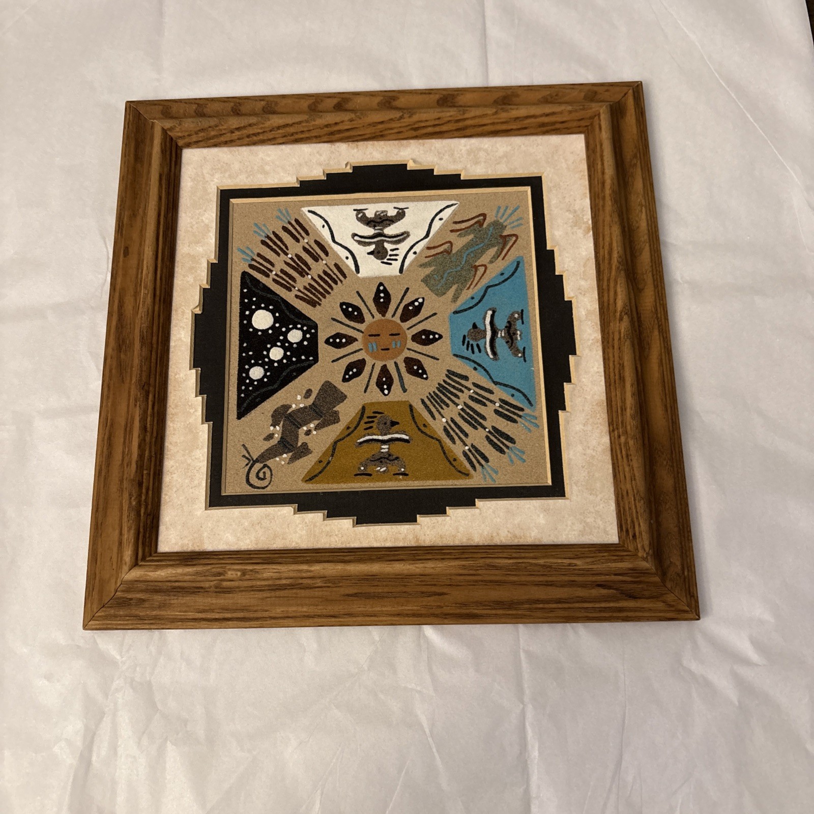 Navajo Sand Painting Beautifully Framed 10” By 10” Navajo Sand Painting Beautifully Framed 10” By 10”