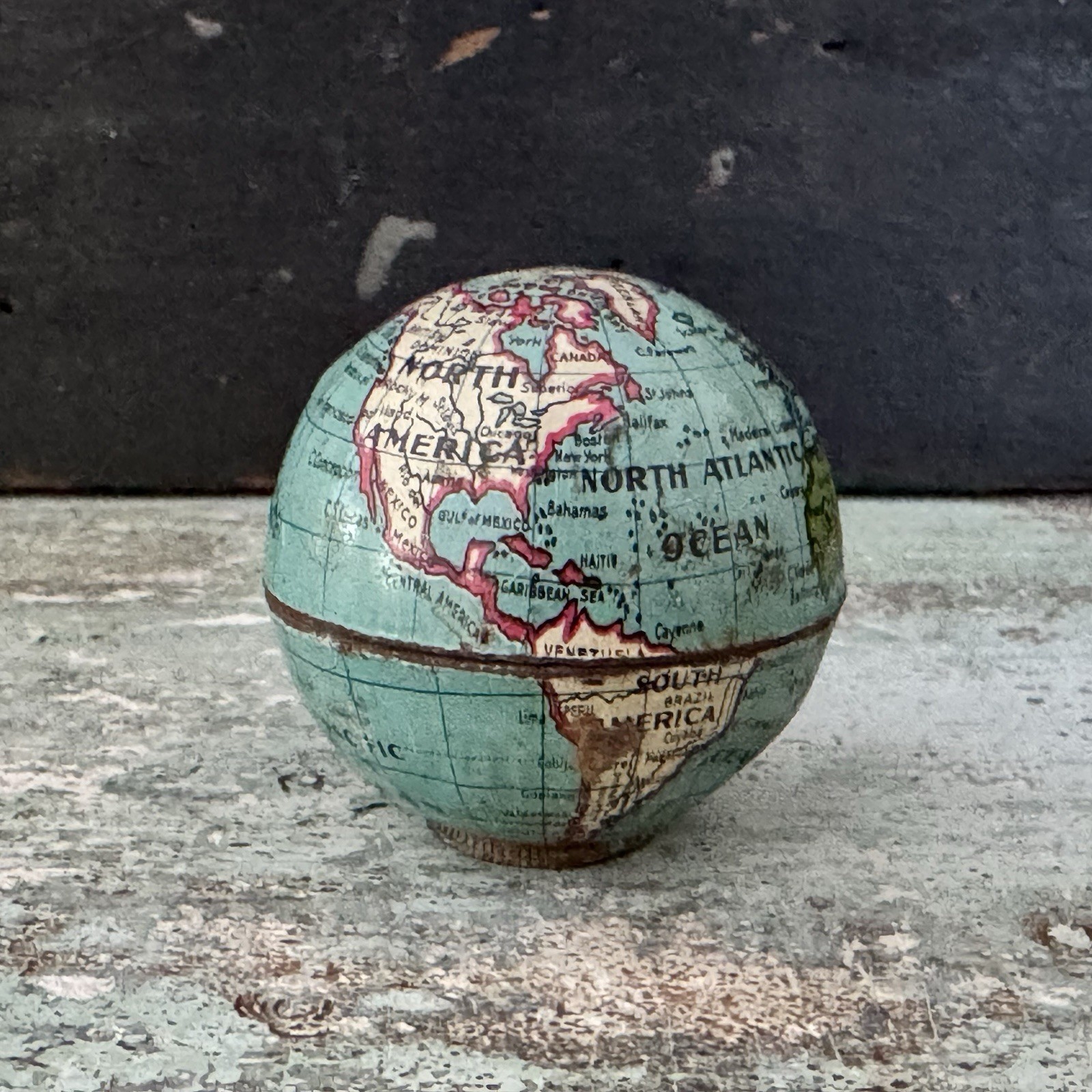 Vtg 1920's 30's Tin Litho Metal World Globe Pencil Sharpener 2