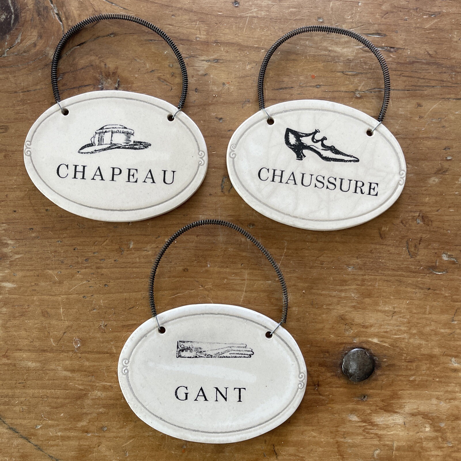 RARE Vintage Midwest Of Cannon Falls French Ceramic Signs 4” X 3” RARE Vintage Midwest Of Cannon Falls French Ceramic Signs 4” X 3”