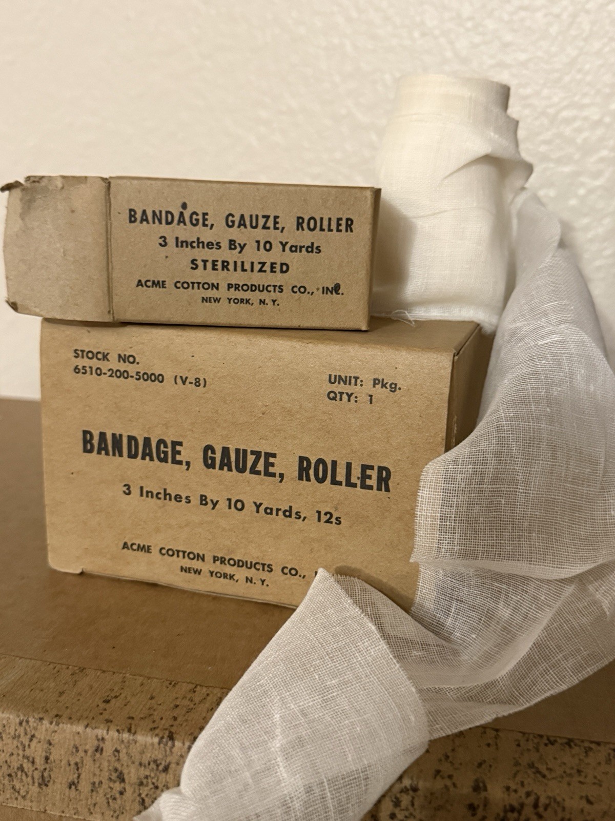 Vintage Acme Civil Defense Gauze Bandage NOS Sealed 12 Count Box Medical