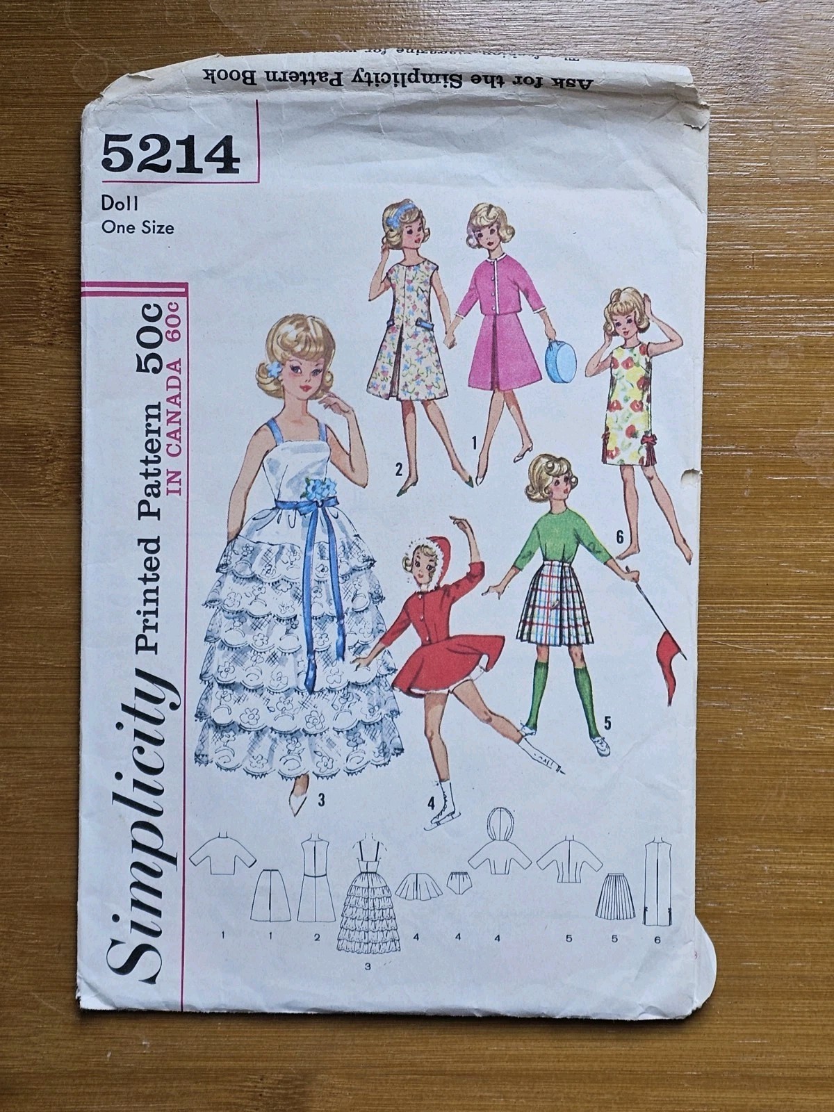 Vtg Simplicity Sewing Pattern Doll Clothes 5214 Tammy Jan 1960 Fashion Cut Sz 12
