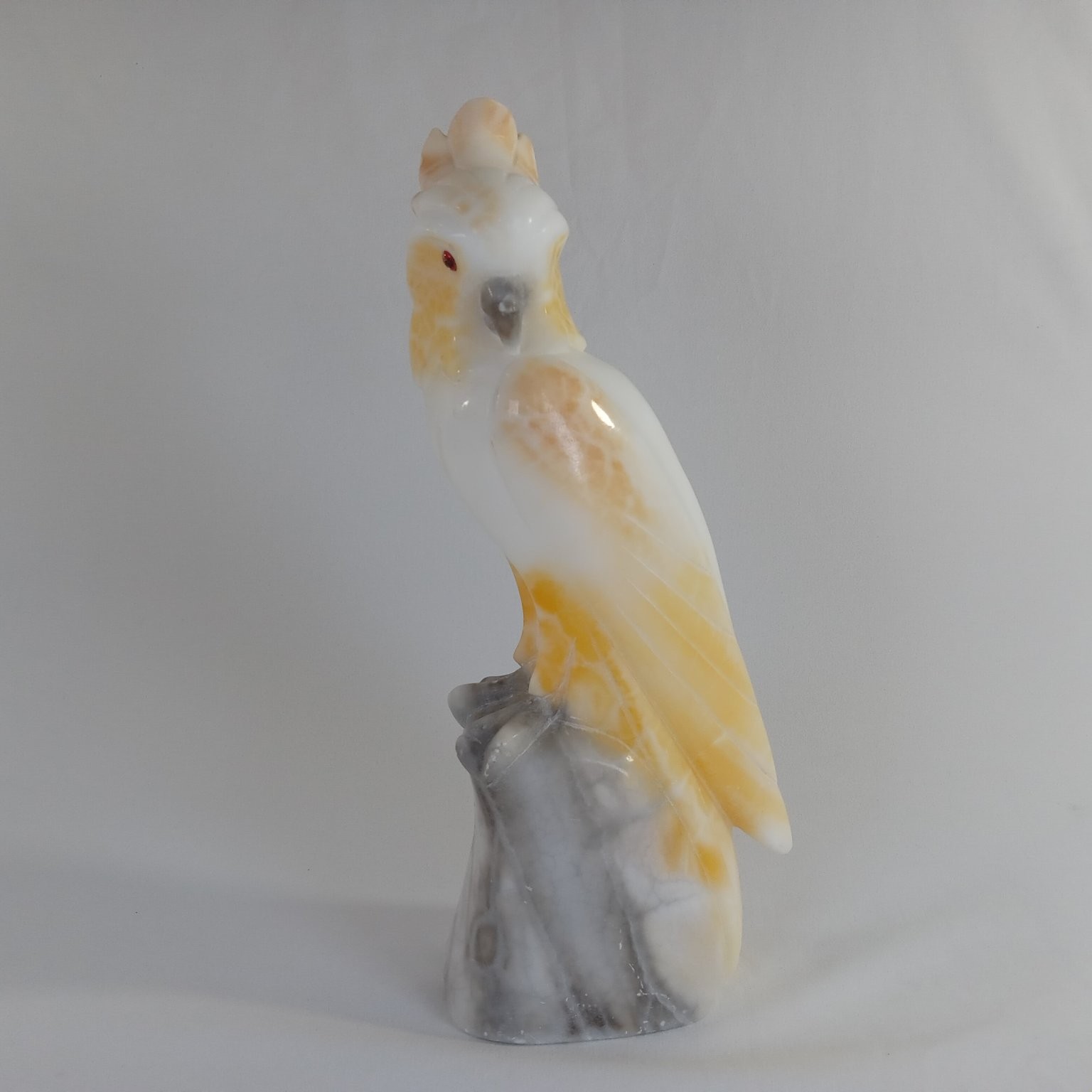 Vintage Hand Carved Marble Cockatoo Bird Sculpture Figurine 10\ Vintage Hand Carved Marble Cockatoo Bird Sculpture Figurine 10\