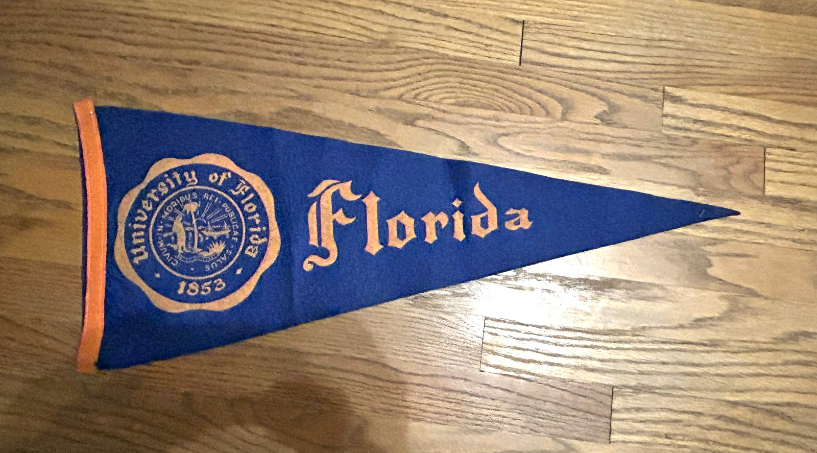 VINTAGE University of Florida seal mascot pennant / banner, 29 1/2