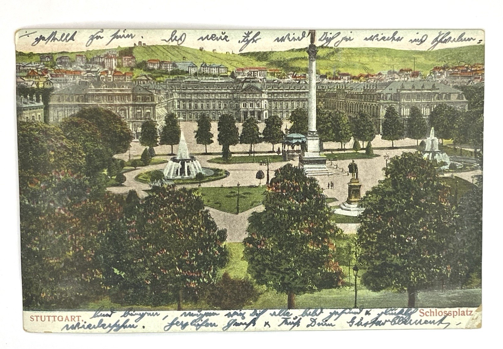 1906 Stuttgart Germany Schlossplatz Palace Square Vintage Postcard Posted