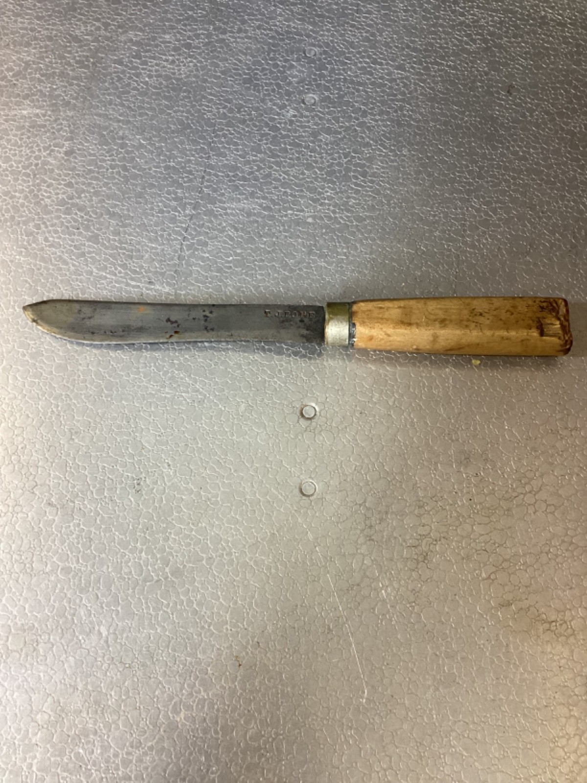 Antique T.J. Pope Knife 5.5” Blade 10” Knife Wood Handle