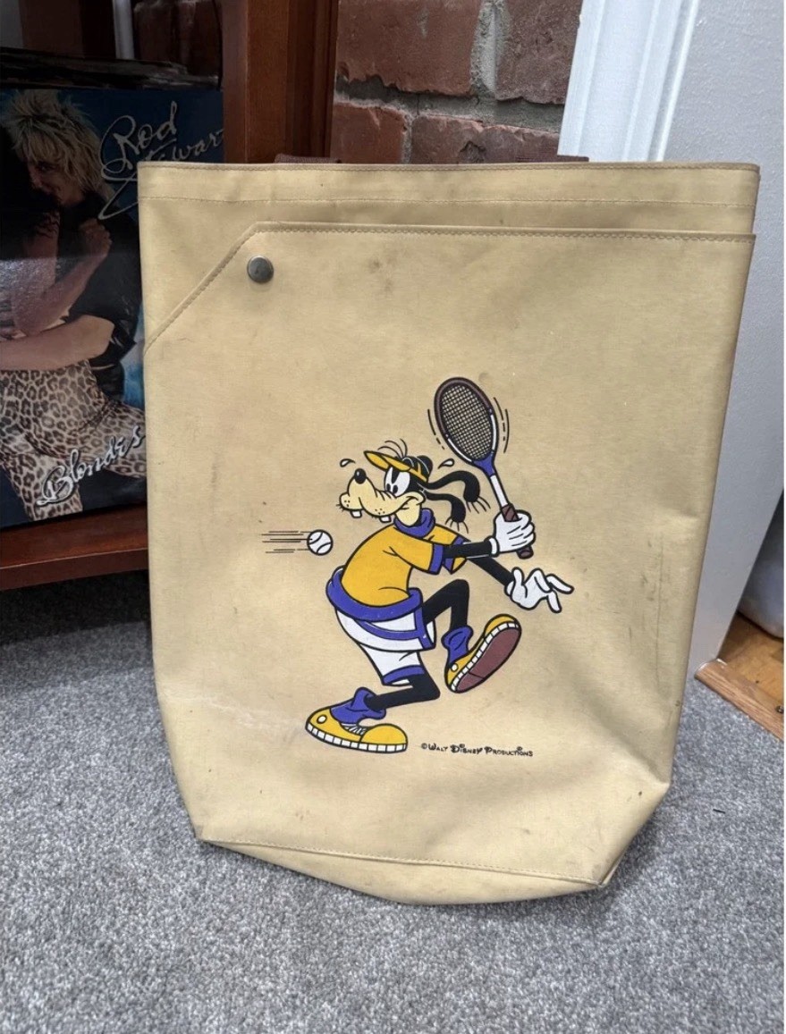 Vintage Walt Disney Productions Goofy Tennis Tote Bag Tan Canvas Racket Case Vintage Walt Disney Productions Goofy Tennis Tote Bag Tan Canvas Racket Case