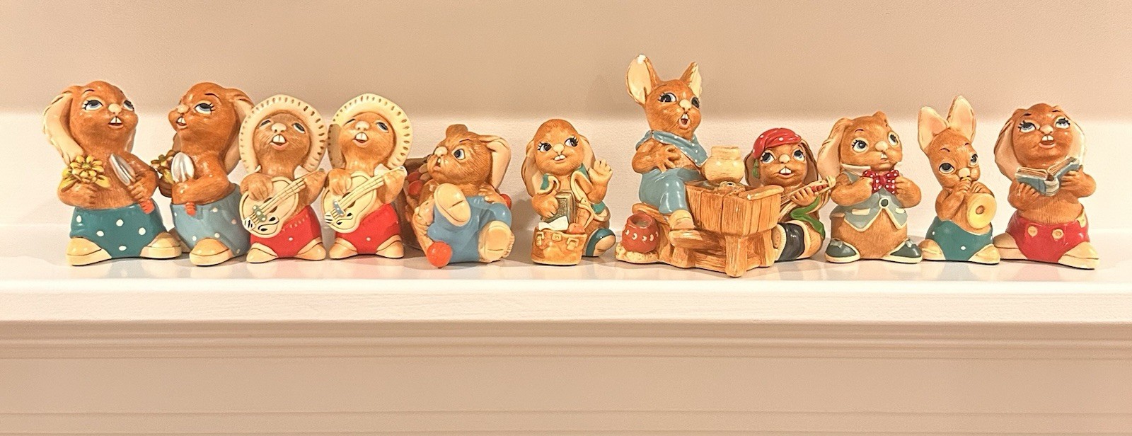 Vintage Pendelfin Rabbit Figurine Lot Music Band England Bunny Collection