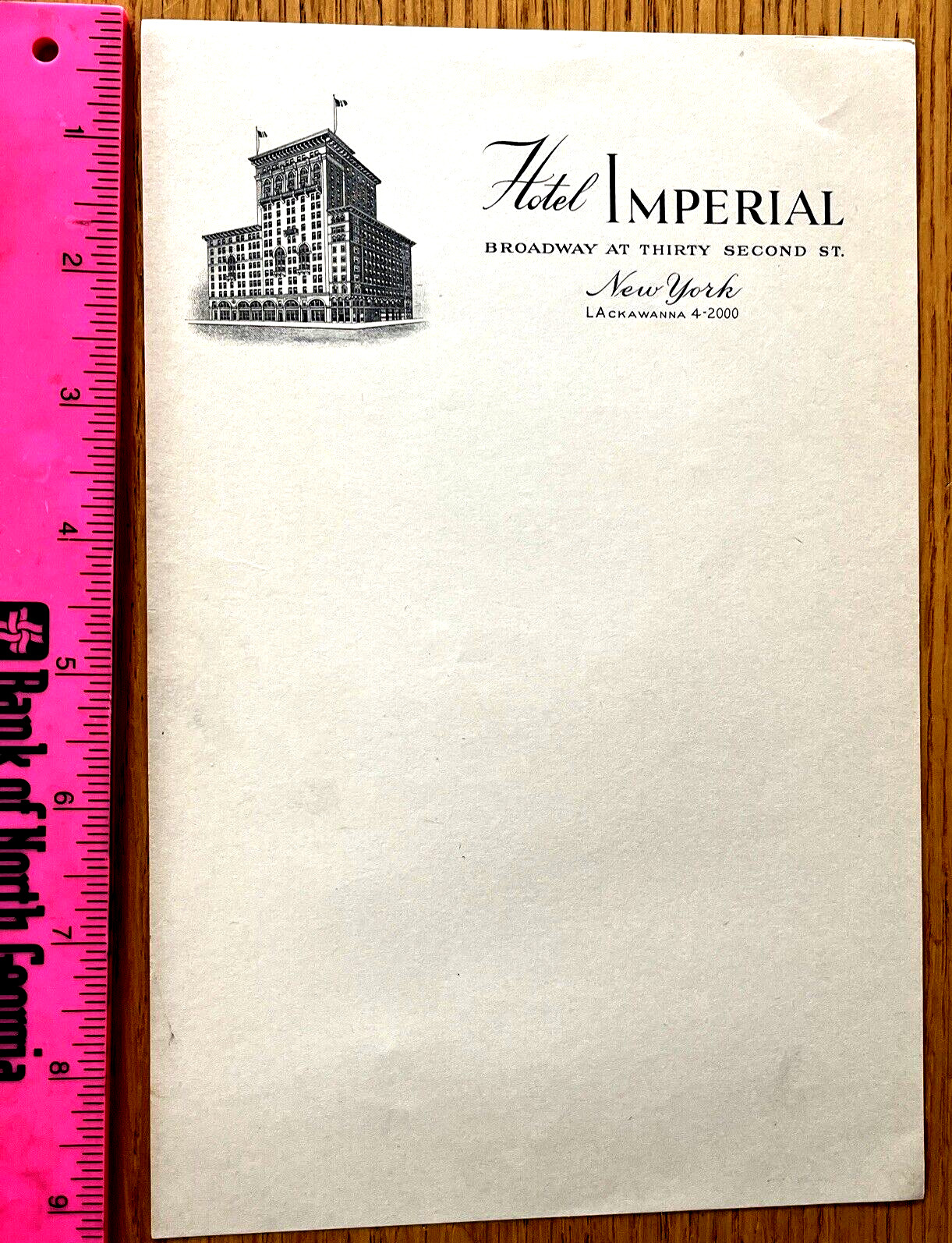 1930-40's Era  Hotel Imperial Letterhead New York