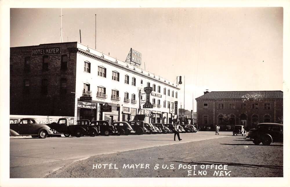 Elko Nevada Hotel Mayer and Post Office Real Photo Postcard AA115619