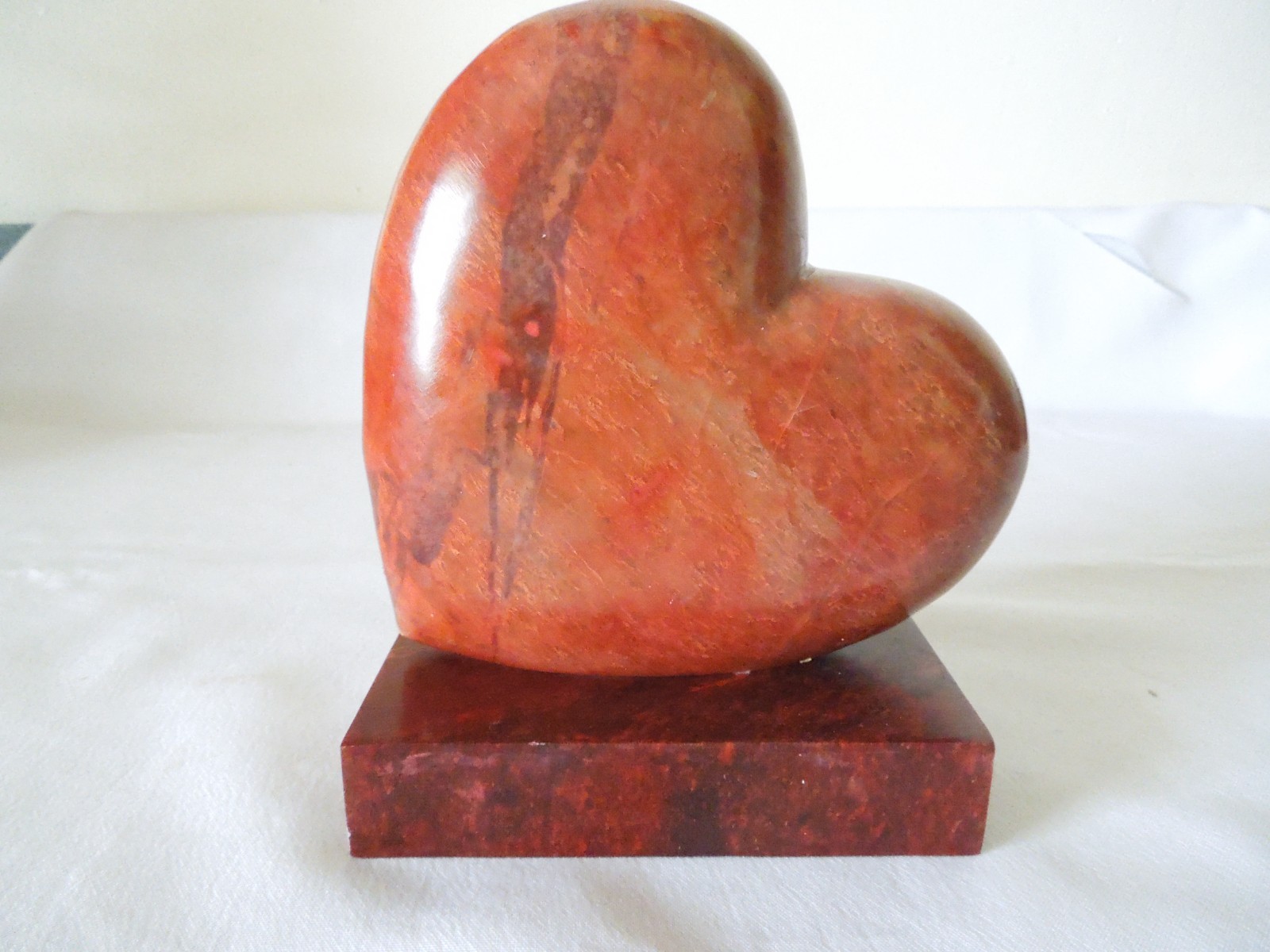Heart Shape Paperweight w/ Base Solid Brown Marble Alabaster 6\ Heart Shape Paperweight w/ Base Solid Brown Marble Alabaster 6\