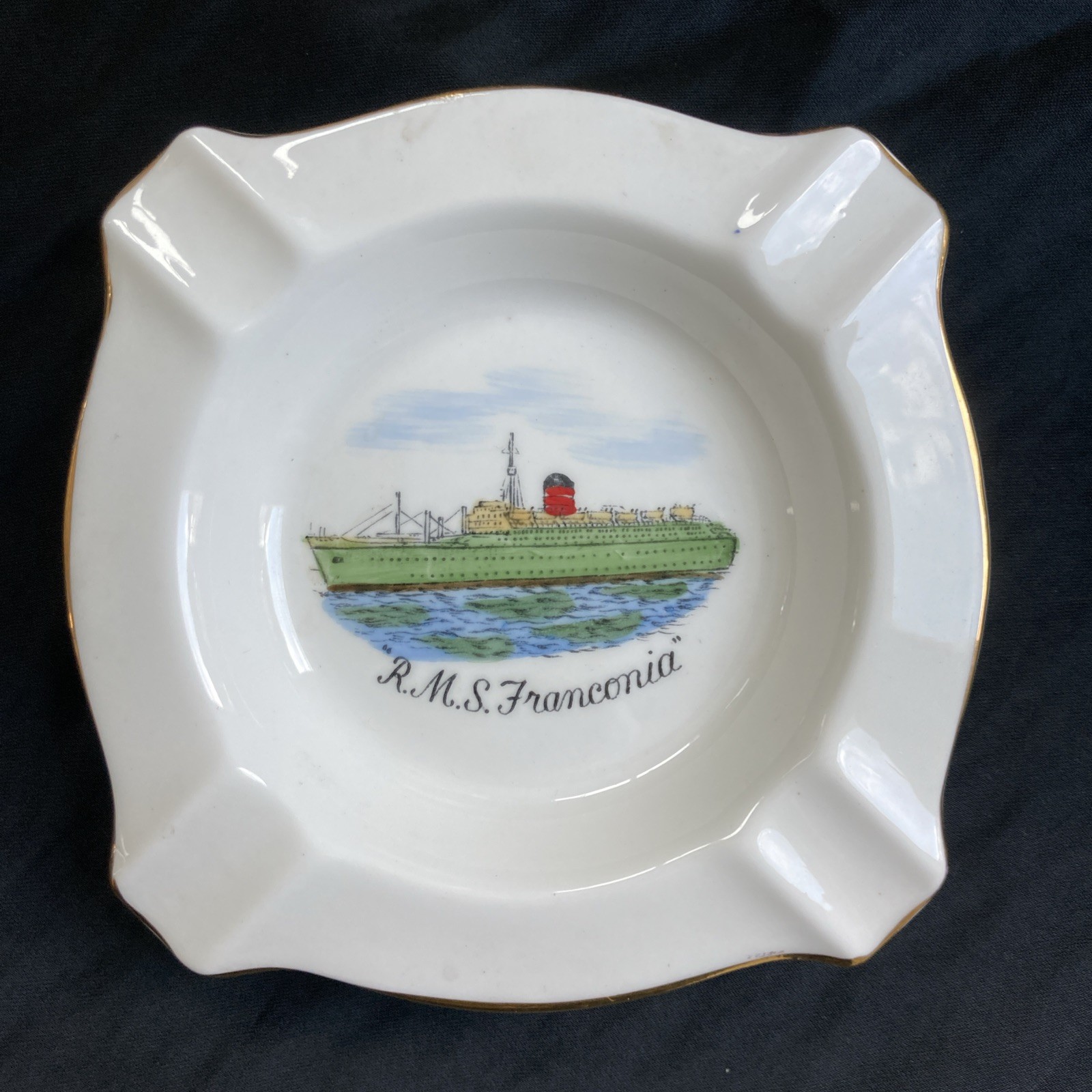 Ocean Liner Collectible Ashtrays Salisbury Bone China RMS Franconia Cunard Line Ocean Liner Collectible Ashtrays Salisbury Bone China RMS Franconia Cunard Line