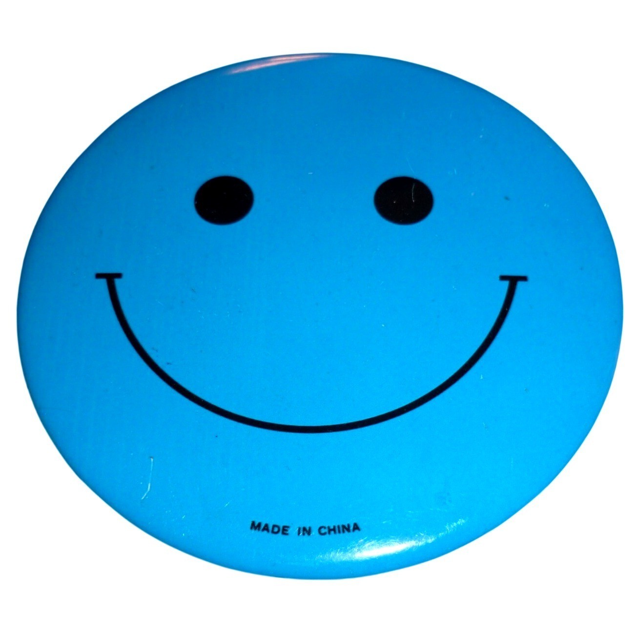 Vintage 1990s Cyan Blue Smiley Face Pinback Button 3 Inch Alaska Souvenir 1994 Vintage 1990s Cyan Blue Smiley Face Pinback Button 3 Inch Alaska Souvenir 1994