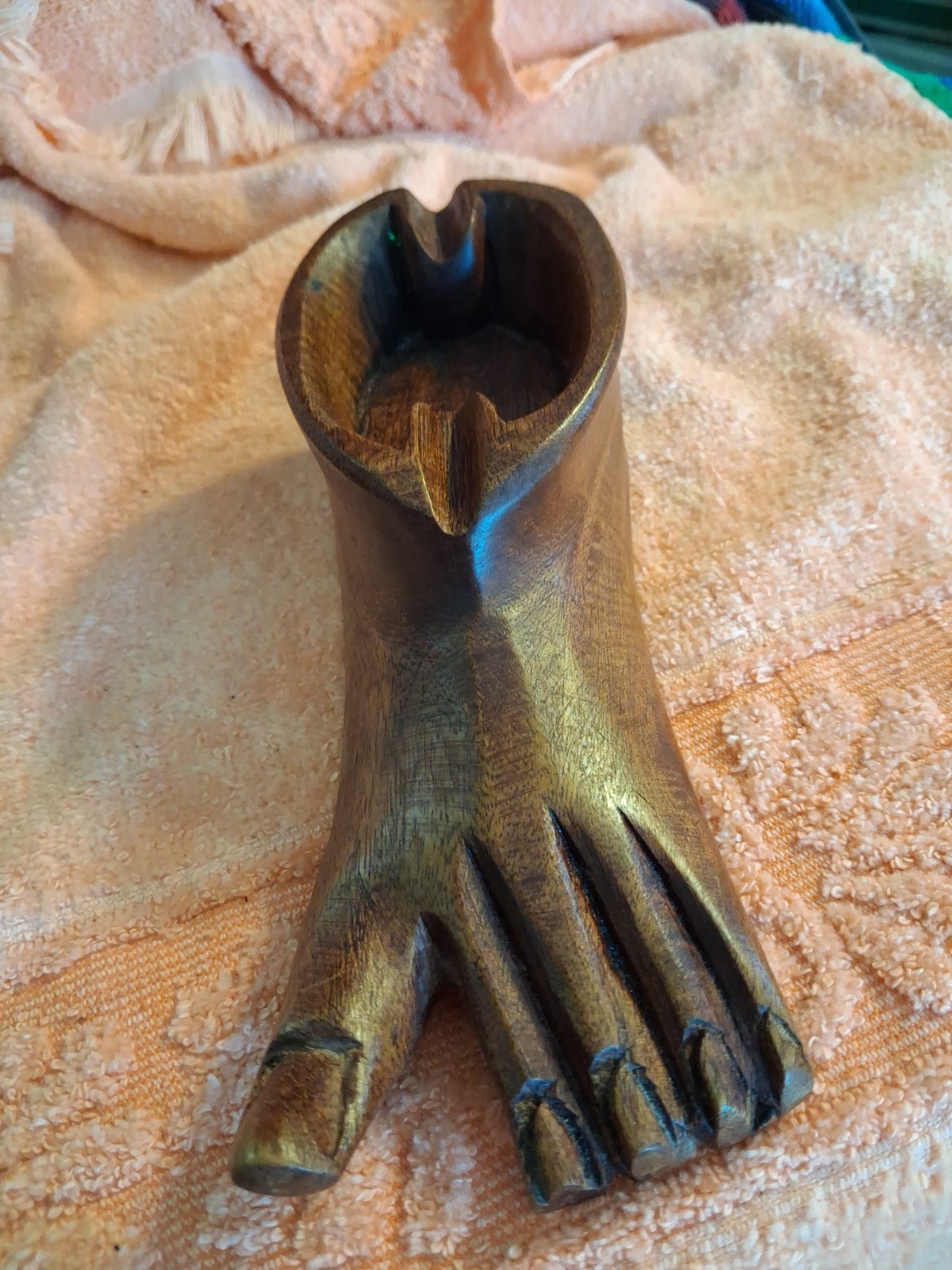 Vintage eclectic wooden foot toe up ash tray folklore Vintage eclectic wooden foot toe up ash tray folklore