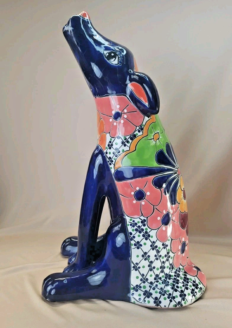 Vintage Talavera Hand Painted Ceramic Coyote - Unsigned - Mexico C. 1980\'s 19.5\ Vintage Talavera Hand Painted Ceramic Coyote - Unsigned - Mexico C. 1980\'s 19.5\