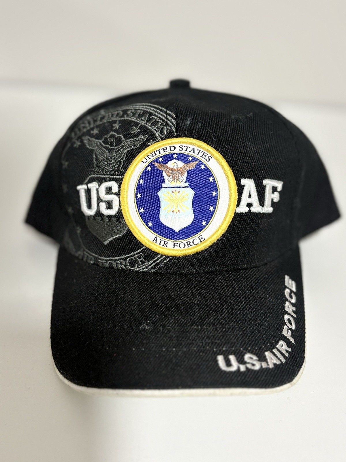 USAF Air Force Ball Cap Black Graphic Embroidered Patch Official NWT Adjustable