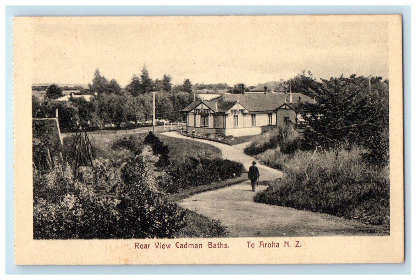 c1910s Rear View Cadman Baths Te Aroha New Zealand NZ Unposted Postcard