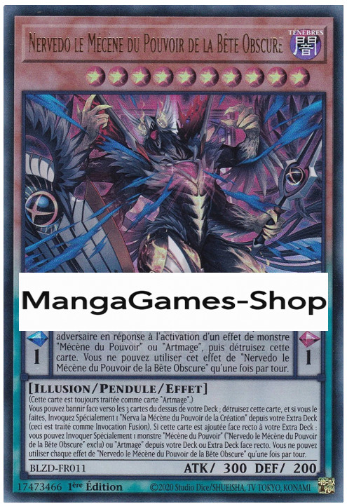 Yu-Gi-Oh Nervedo the Patron of the Power of the Dark Beast BLZD-FR011 Ultra Rare