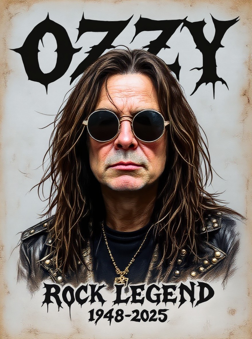 Ozzy rock legend 1948-2025 wall art metal sign
