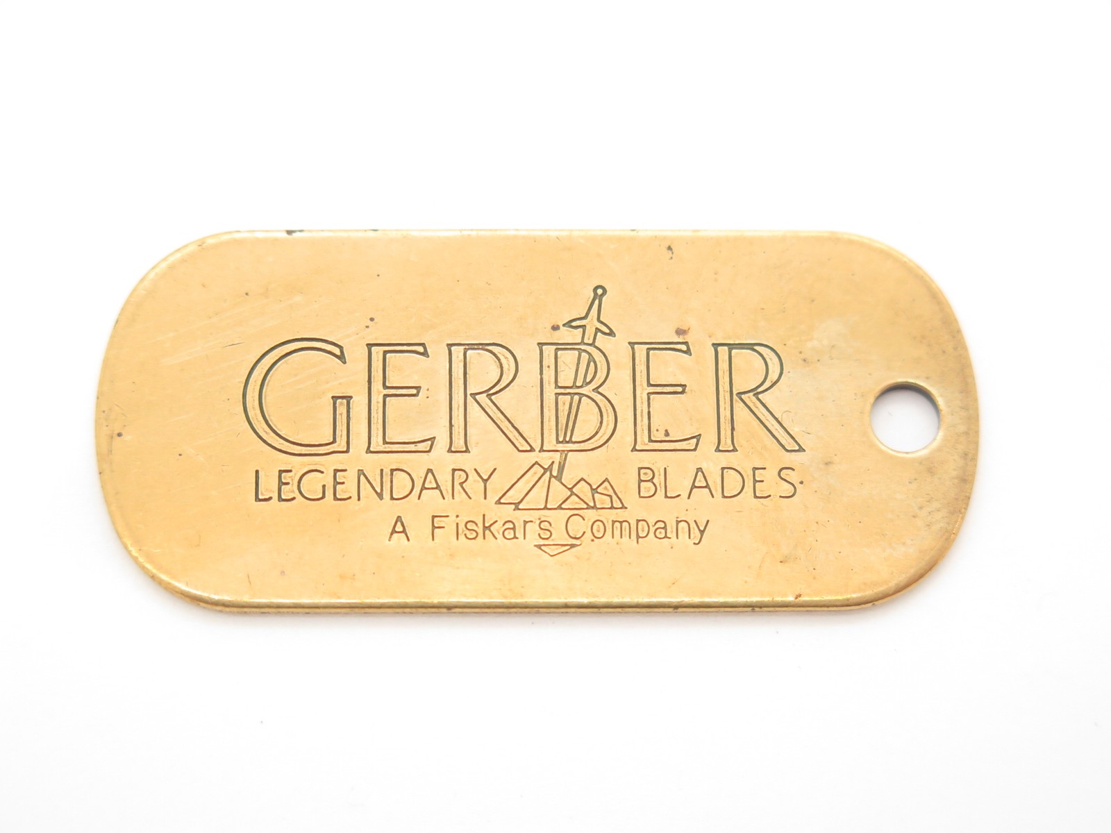 Vintage 1980s Gerber Knife Brass Japan Import Tag Key Chain Fob Dog Tag Vintage 1980s Gerber Knife Brass Japan Import Tag Key Chain Fob Dog Tag