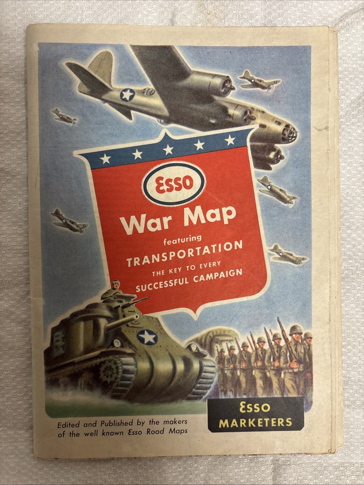 WWII Esso War Map - Transportation The Key To Every Successful Campaign 1940s WWII Esso War Map - Transportation The Key To Every Successful Campaign 1940s