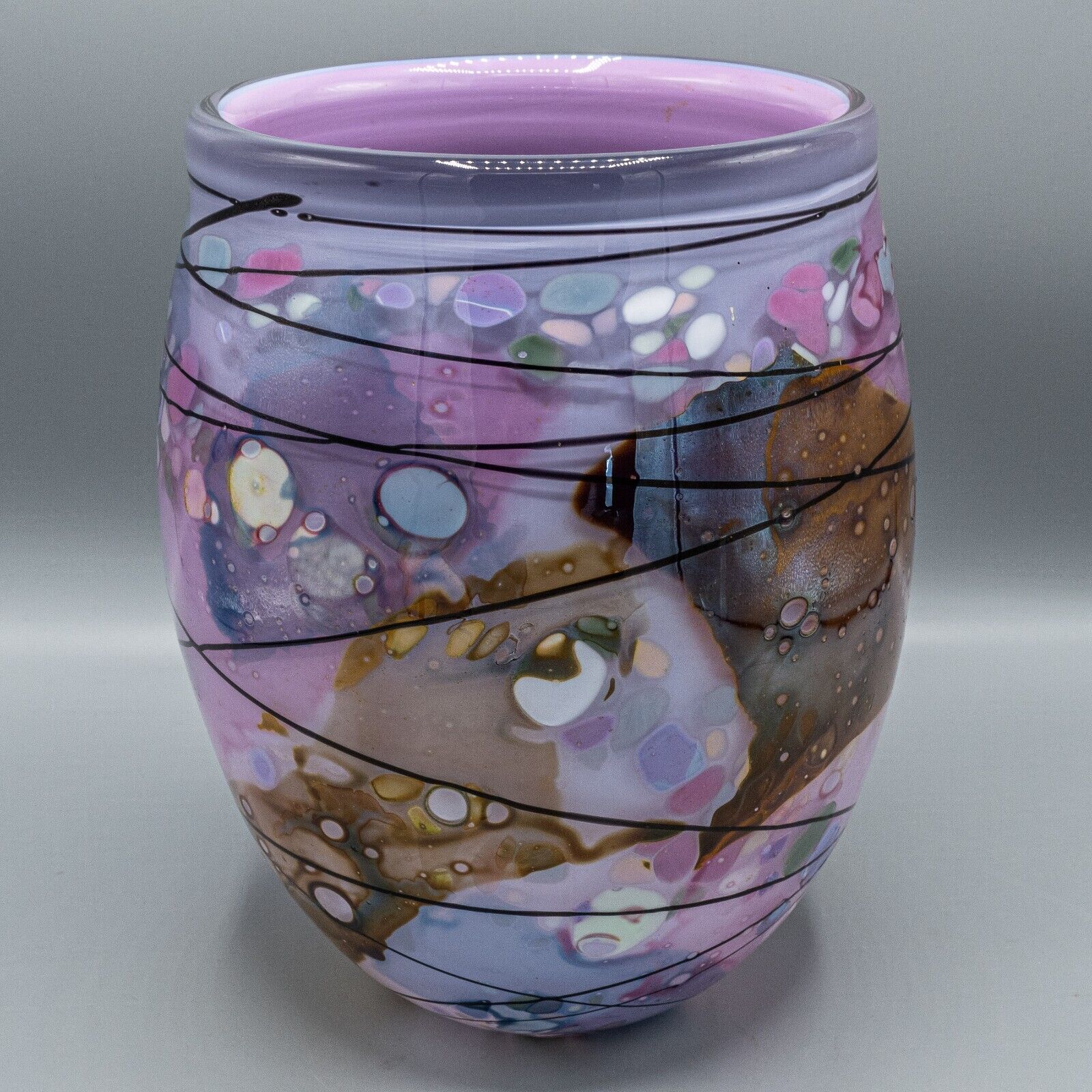 John Gerletti Hand Blown Art Glass Vase 9 3/4\