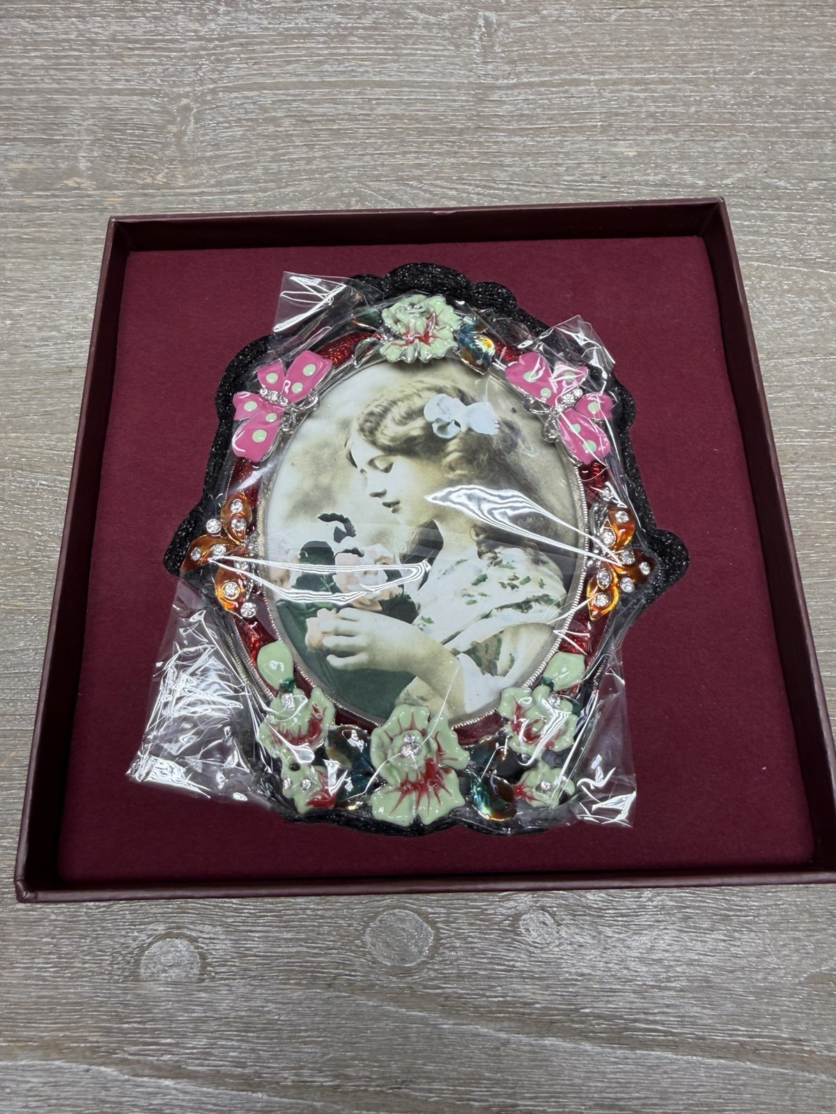 Taylor Avedon 6x5 Crystal Metallic Floral Jeweled Picture Frame New In Box