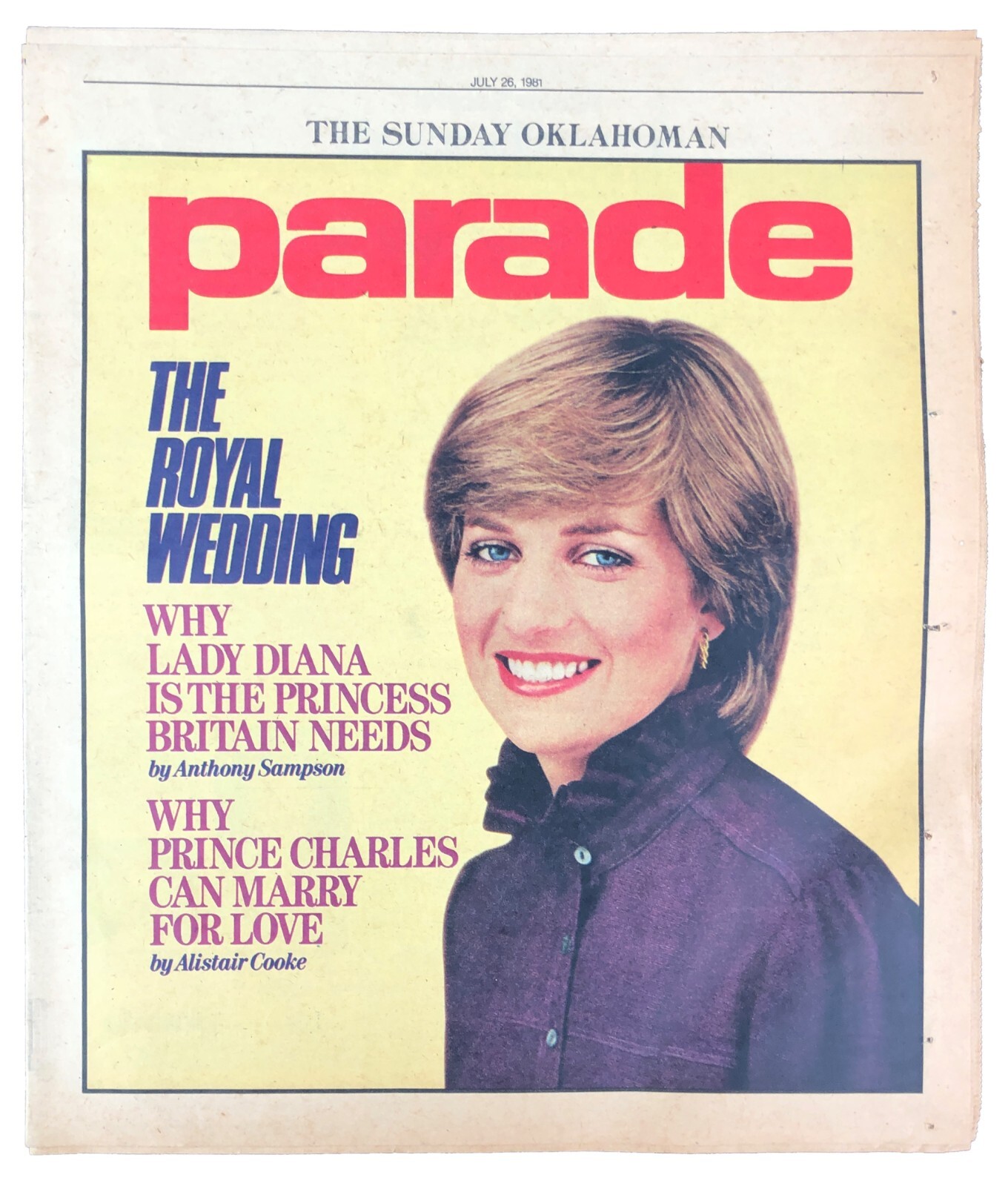 The Sunday Oklahoman Parade Magazine July 26 1981 Princess Diana Royal Wedding The Sunday Oklahoman Parade Magazine July 26 1981 Princess Diana Royal Wedding