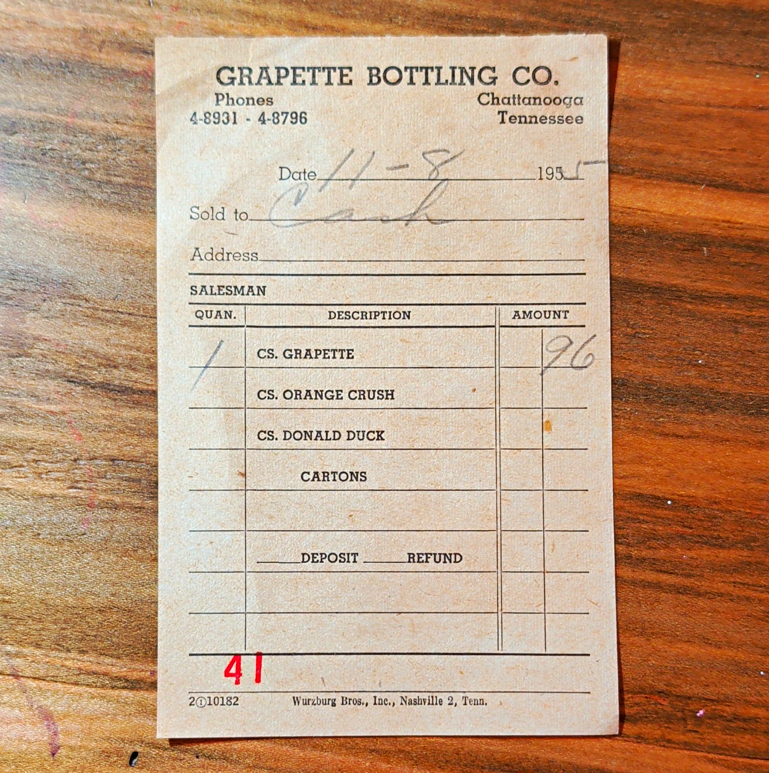 Grapette Bottling Co. Chattanooga TN 1955 Donald Duck