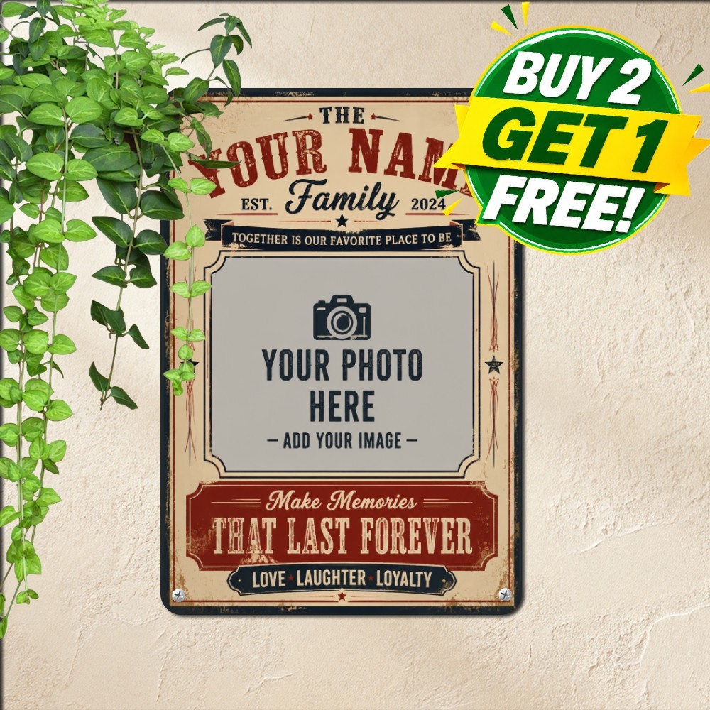 Custom Image Metal Sign Personalized Photo Upload Plaque Tin Wall Art Decor