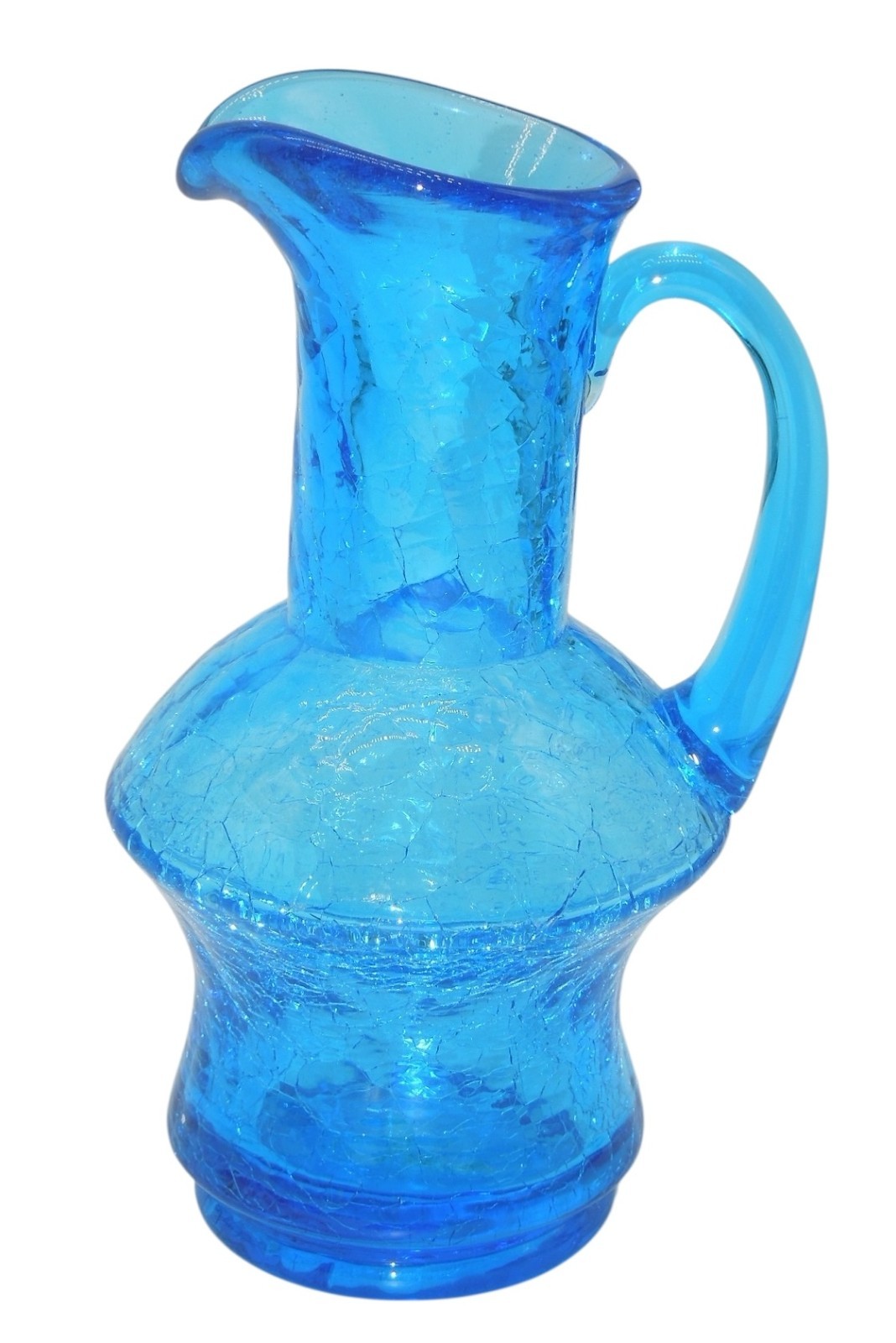Original Vintage Blue Crackle Glass Art Deco Mini Vase DR23