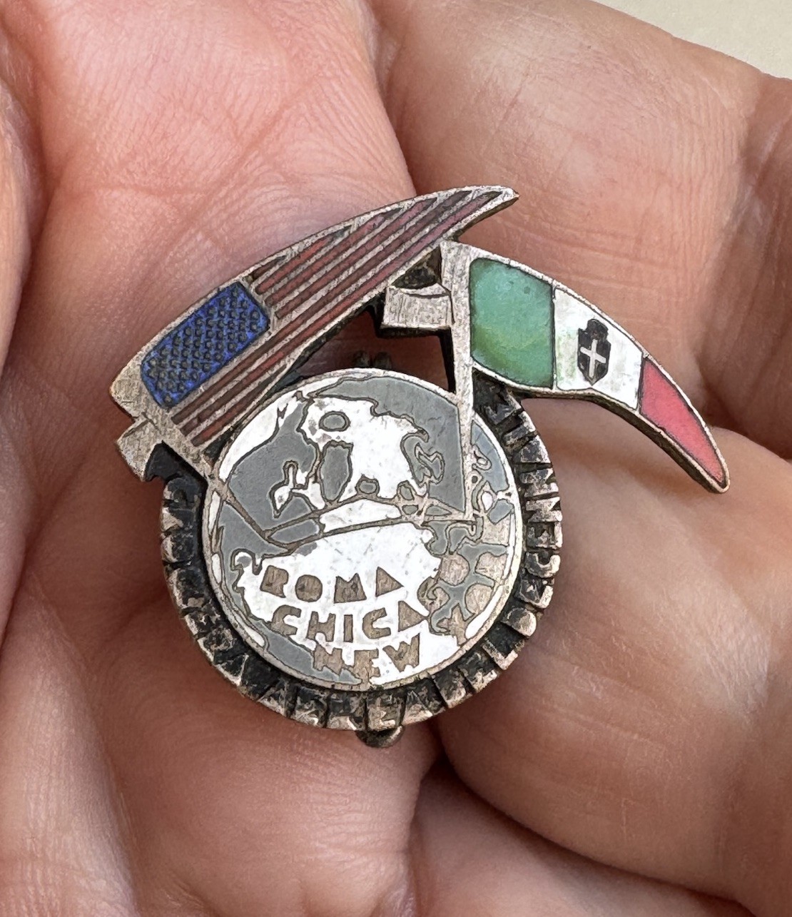 Rare 1933 Worlds Fair Italo Balbo Trans-Atlantic Flight Commemorative Badge Pin Rare 1933 Worlds Fair Italo Balbo Trans-Atlantic Flight Commemorative Badge Pin