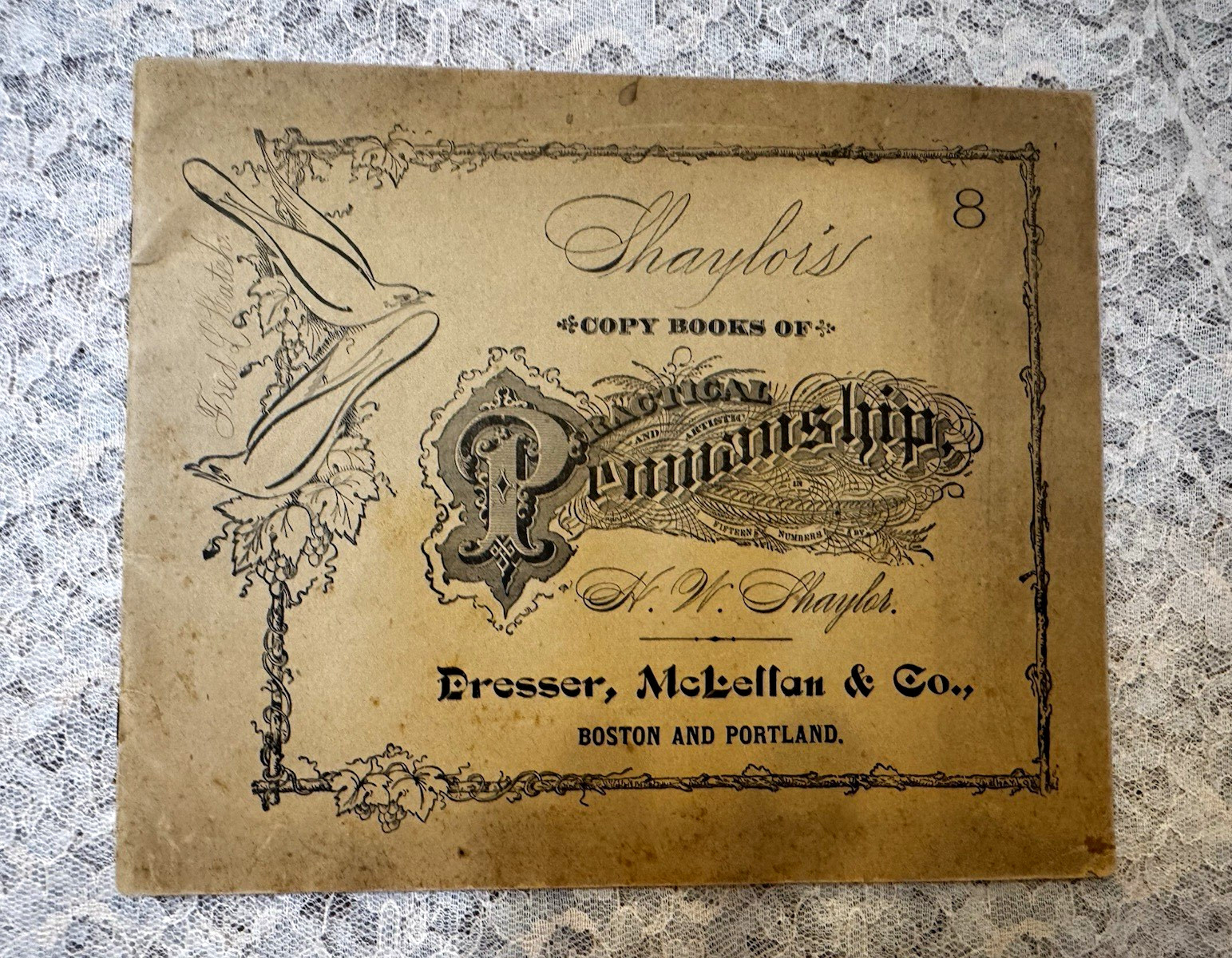 Antique 1882 Shaylor's Penmanship Copy Book No 8 Dresser McLellan Calligraphy