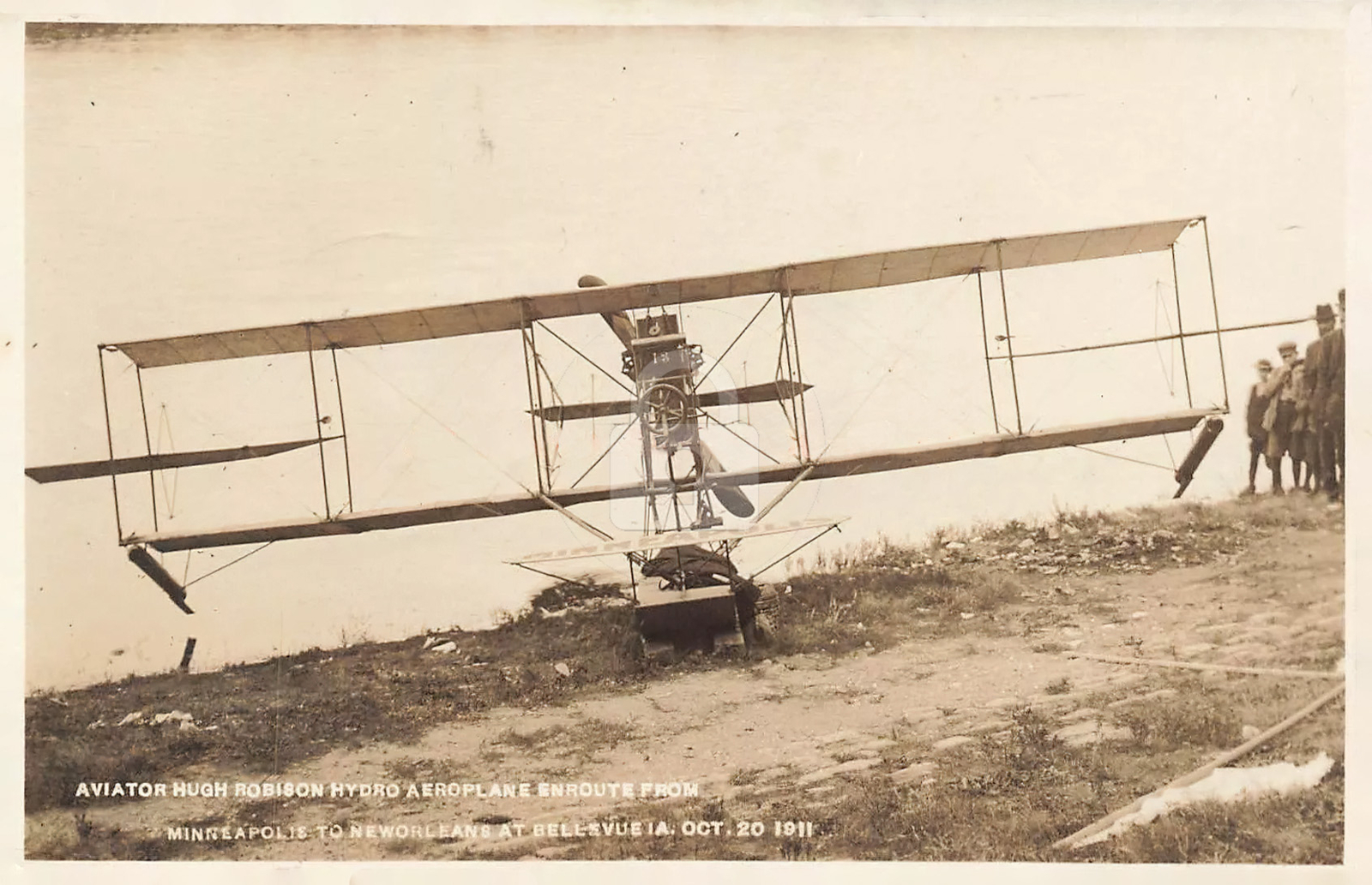 Bellevue, IA, Iowa Aviator Hugh Robison Hydro Aeroplane RPPC Postcard Copy Bellevue, IA, Iowa Aviator Hugh Robison Hydro Aeroplane RPPC Postcard Copy