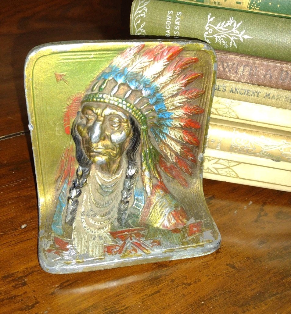 Vintage K & O Single Bookend Native American Indian Chief Kronheim & Oldenbusch