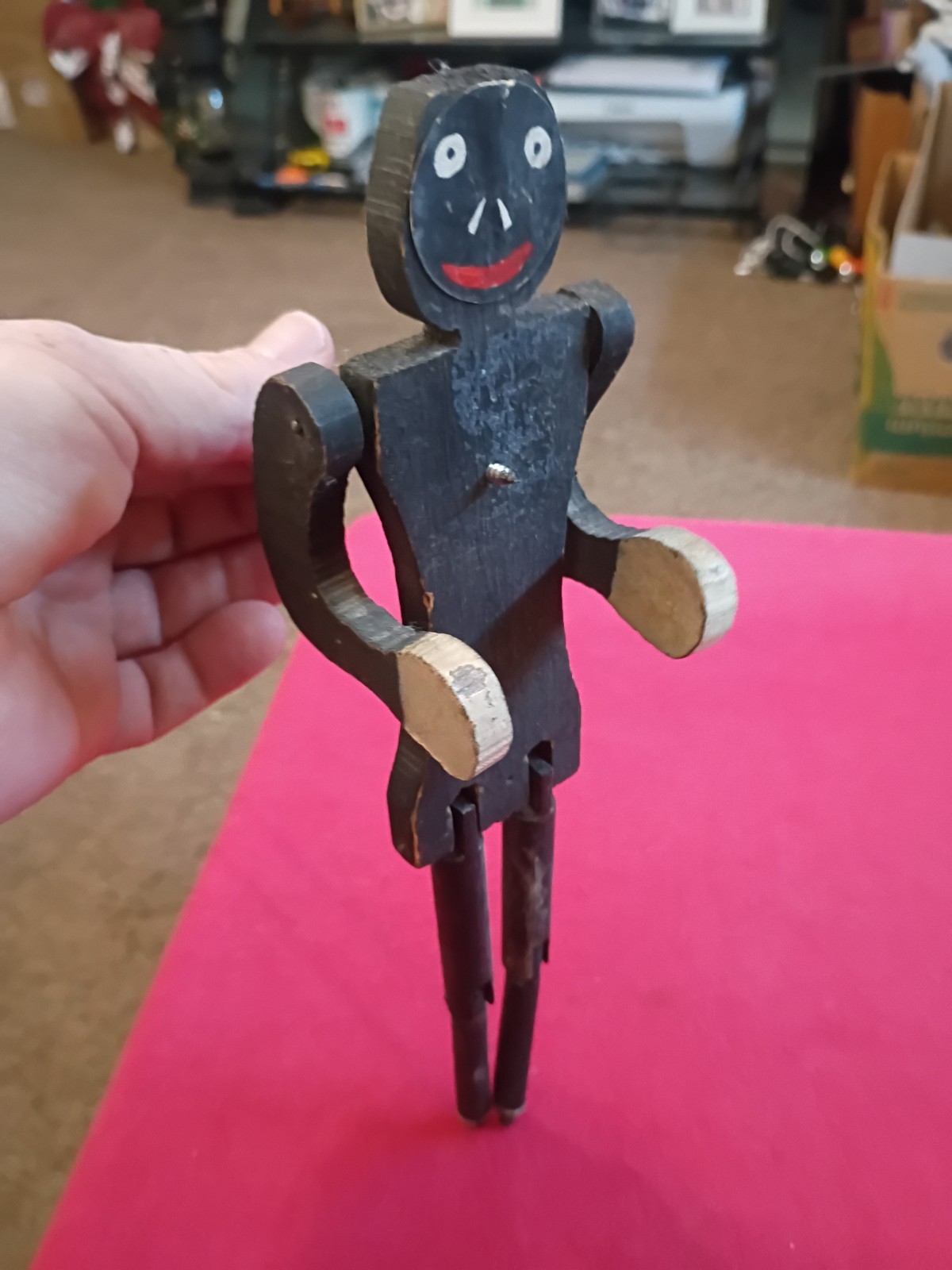 Wood Dancing Man Carved Antique Articulated Jointed Doll Folk Art Figure