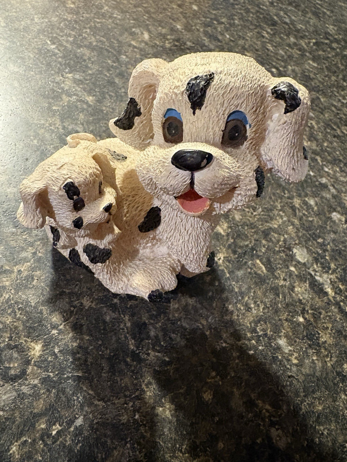  Vintage 90s Resin Dalmatian Mother & Puppy Dog Figurine – Textured Collectible