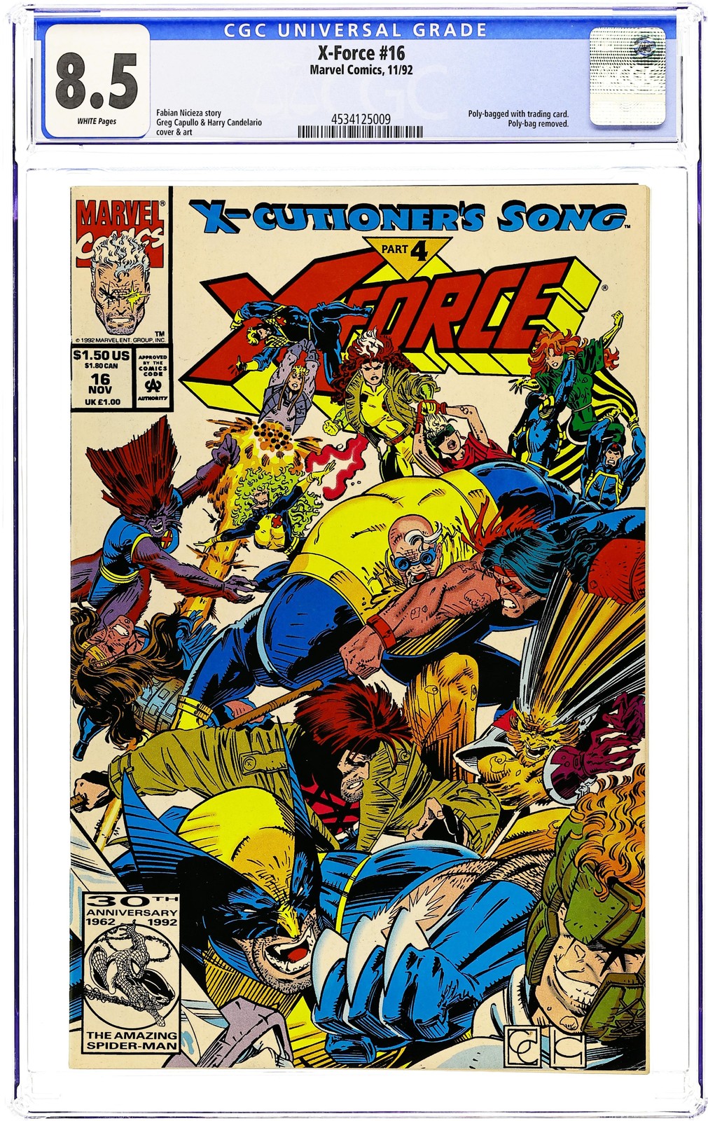 X-Force #16U Unbagged No Card CGC 8.5 1992 4534125009