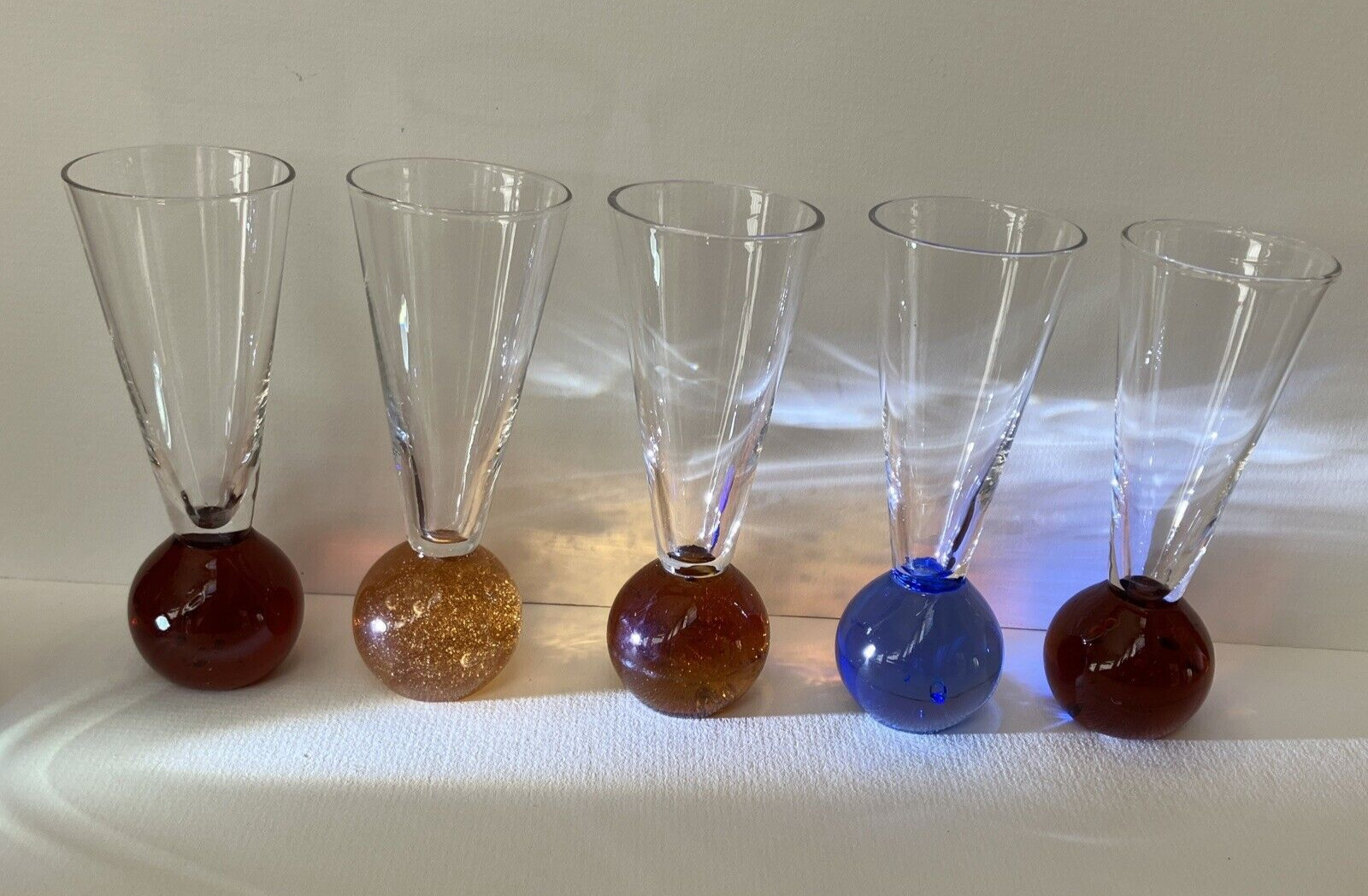 Fireball Colored Bubble Bottom Shot Cordial Shooter Liqueur Glasses Classic \'90s