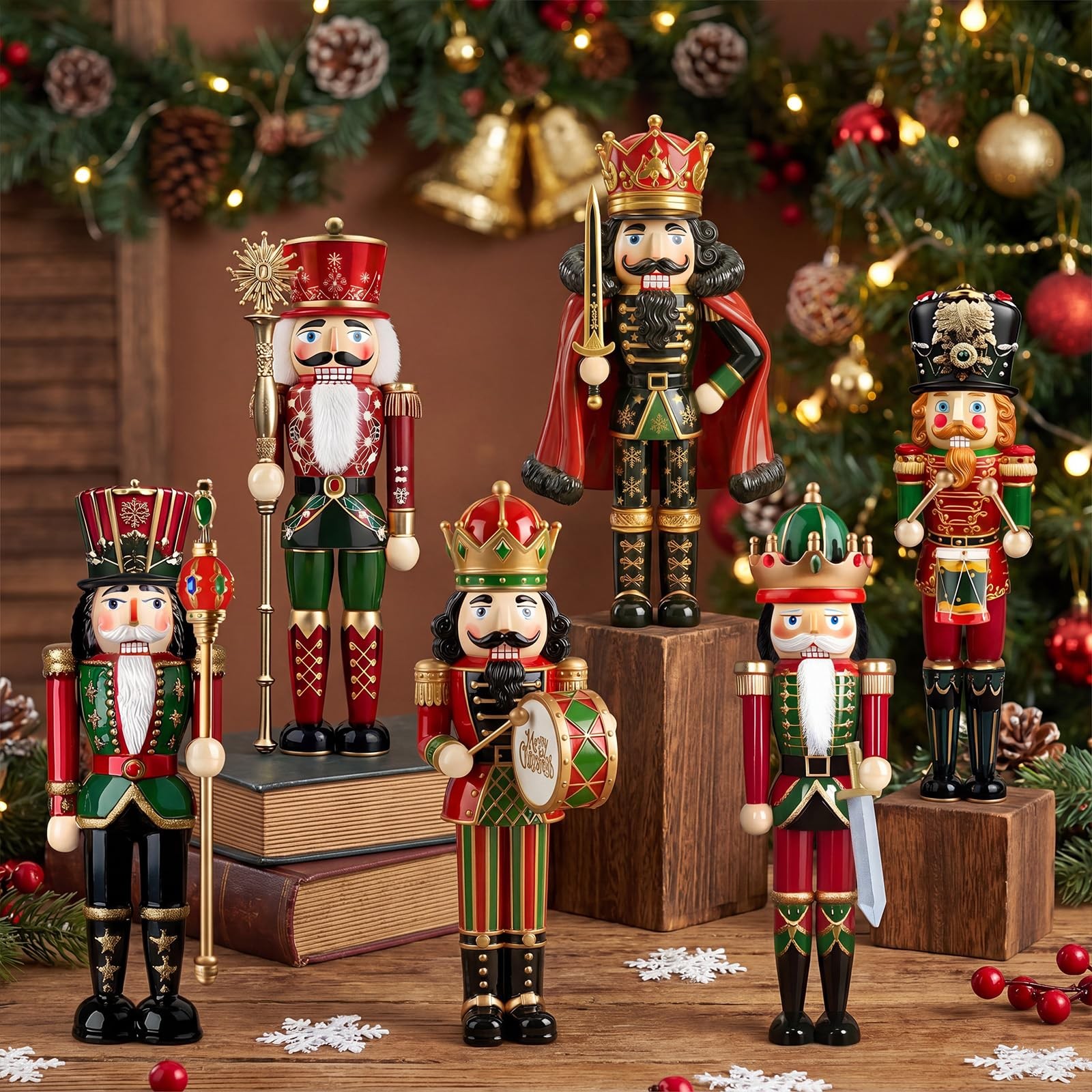 6 Pcs Christmas Nutcracker Decor 5.9'' Wooden Nutcracker Soldiers