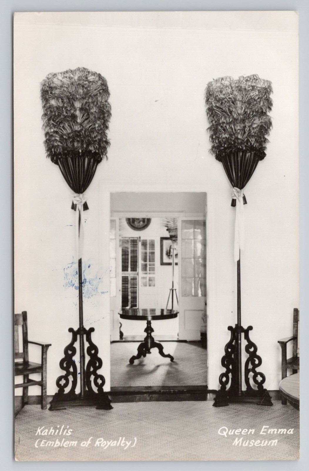 Kahilis Emblem of Royalty Queen Emma Museum Honolulu Hawaii RPPC Postcard Kahilis Emblem of Royalty Queen Emma Museum Honolulu Hawaii RPPC Postcard