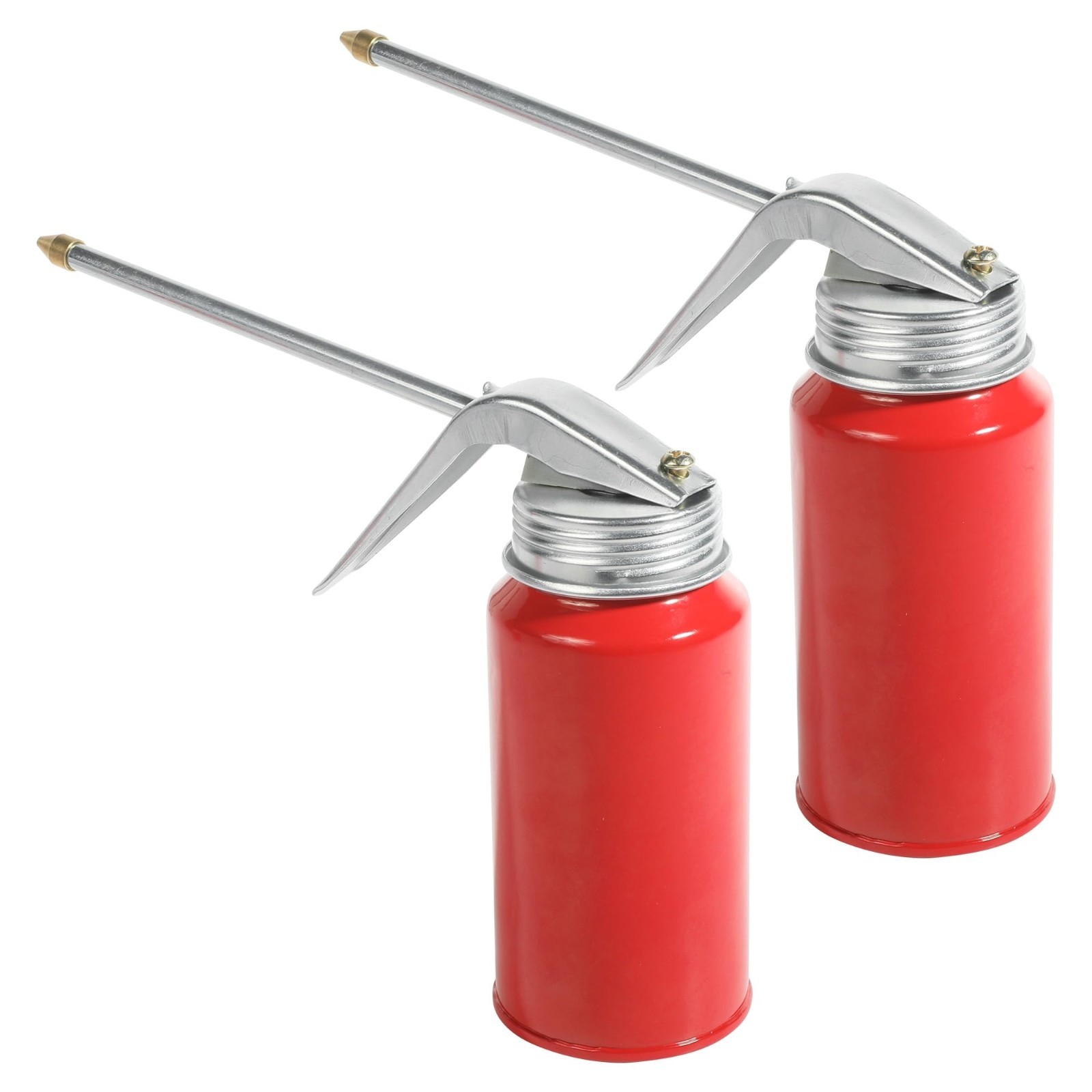 2 Pieces Oil Can Pump Oiler Motor Oil Dispenser Metal Oil Can With Spout Red New 2 Pieces Oil Can Pump Oiler Motor Oil Dispenser Metal Oil Can With Spout Red New