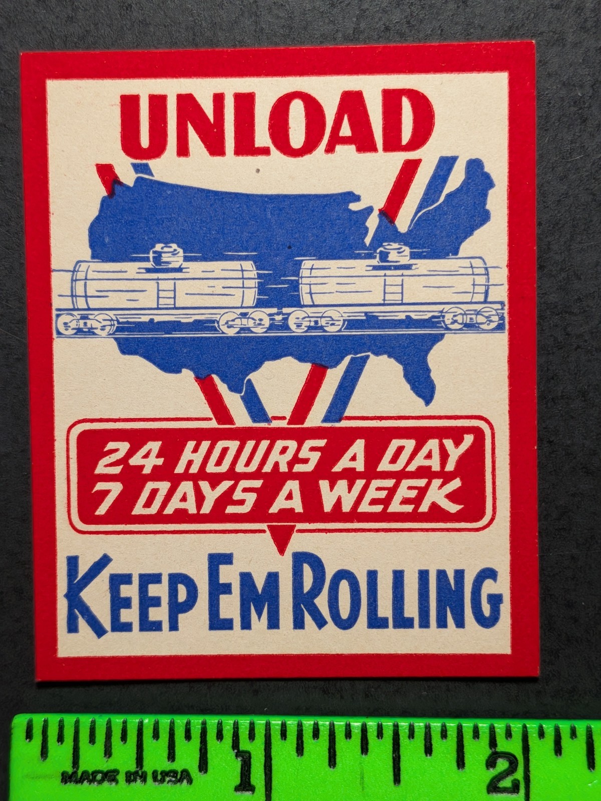 Vintage Keep em Rolling War Train Military Poster Stamp Vintage Keep em Rolling War Train Military Poster Stamp