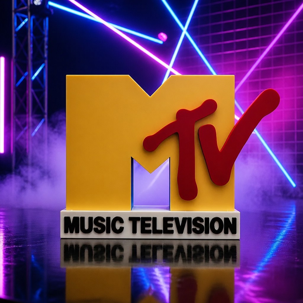 MTV 3D Logo Freestanding Tabletop sign/plaque. 3D printed