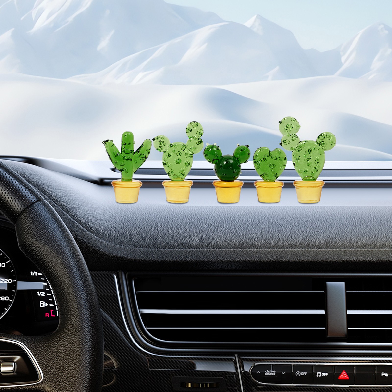 5Pcs Mini Glass Cactus Figurine Set – Vibrant Table Décor Ornaments 5Pcs Mini Glass Cactus Figurine Set – Vibrant Table Décor Ornaments