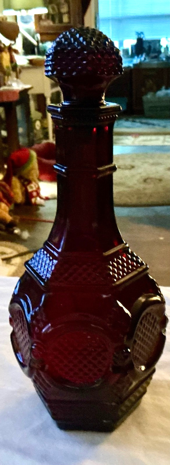 Avon Cape Cod Ruby Red Glass Wine Decanter Bottle w/ Stopper Avon Cape Cod Ruby Red Glass Wine Decanter Bottle w/ Stopper