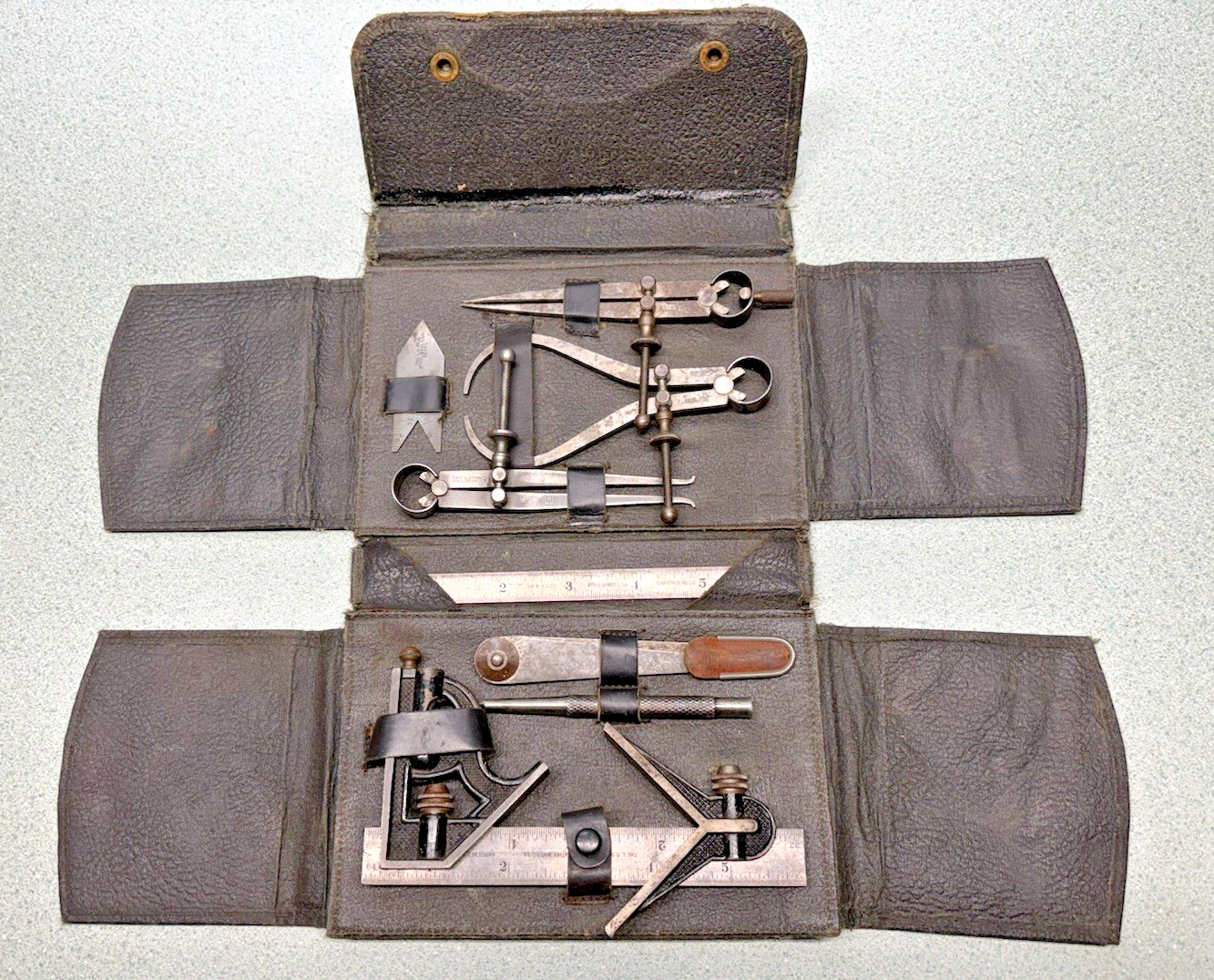 Starrett No. 900 Apprentice's Tool Set Vintage early leather case RARE nice Starrett No. 900 Apprentice's Tool Set Vintage early leather case RARE nice