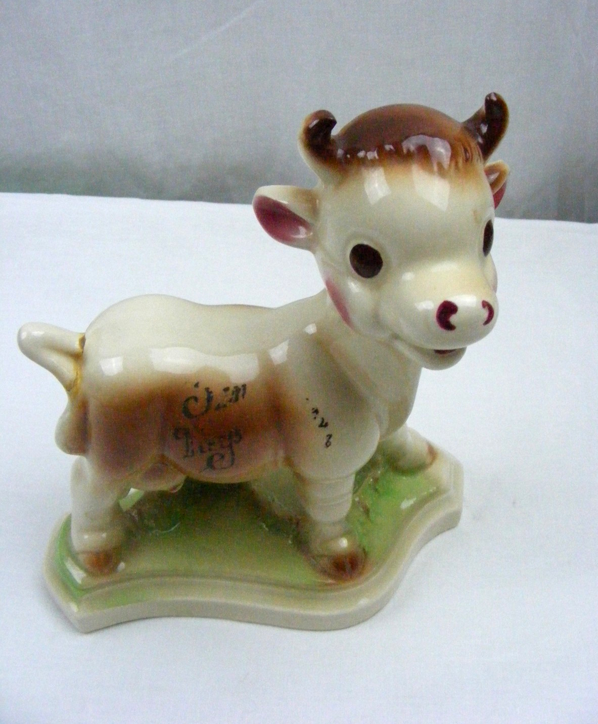 Vintage Rempel Enterprises Diamond Pottery San Diego 1948 Porcelain Cow 4-c Vintage Rempel Enterprises Diamond Pottery San Diego 1948 Porcelain Cow 4-c
