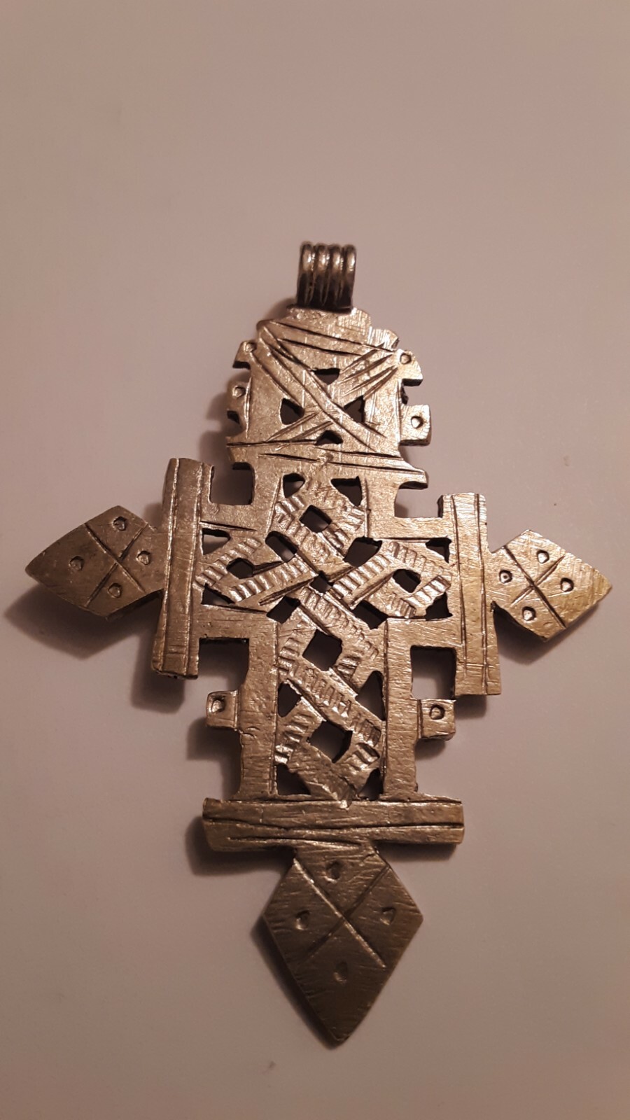 Rare Unique Large Vintage Gothic Cross Pendant Silver Toned  3\