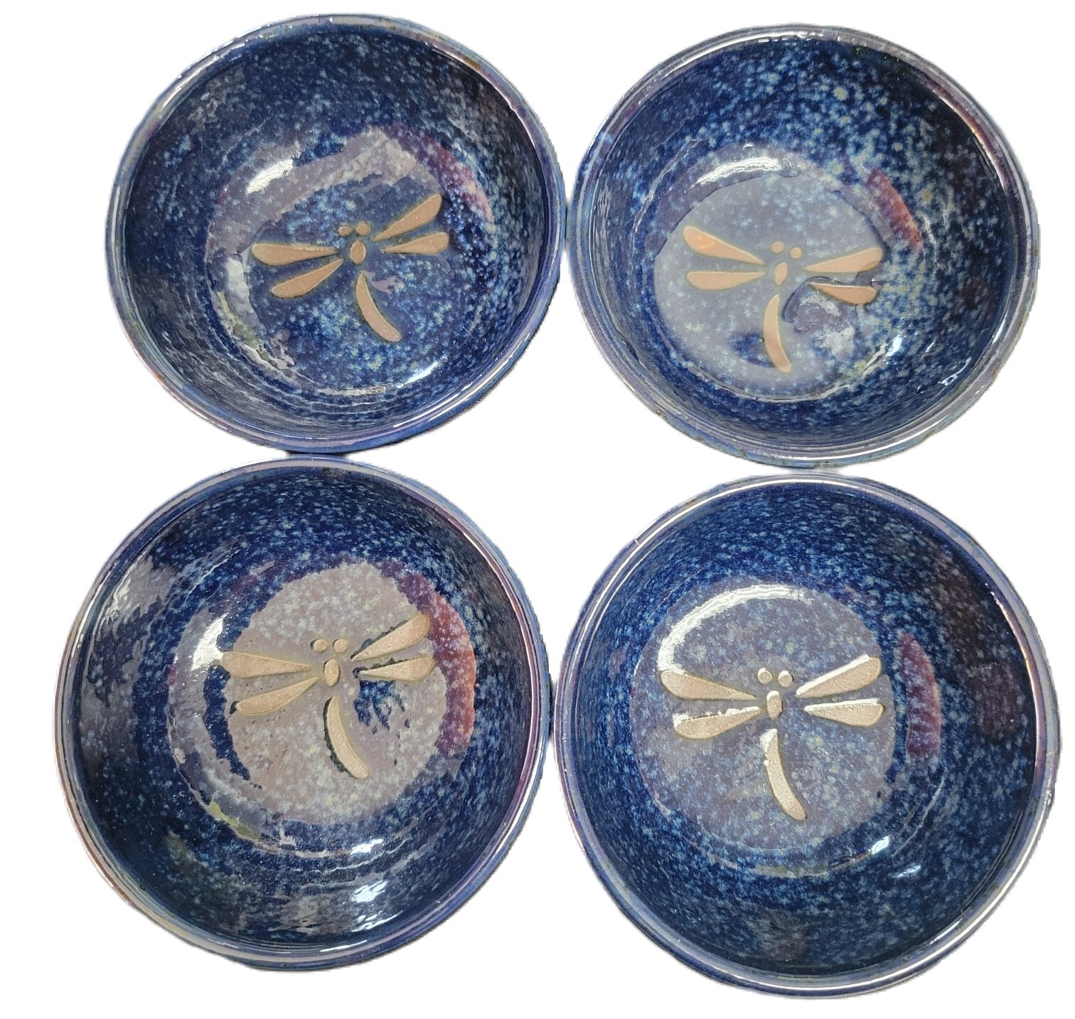 Japanese Dragonfly Blue Ceramic Soy Sauce Dishes ( Set of 4) Japanese Dragonfly Blue Ceramic Soy Sauce Dishes ( Set of 4)