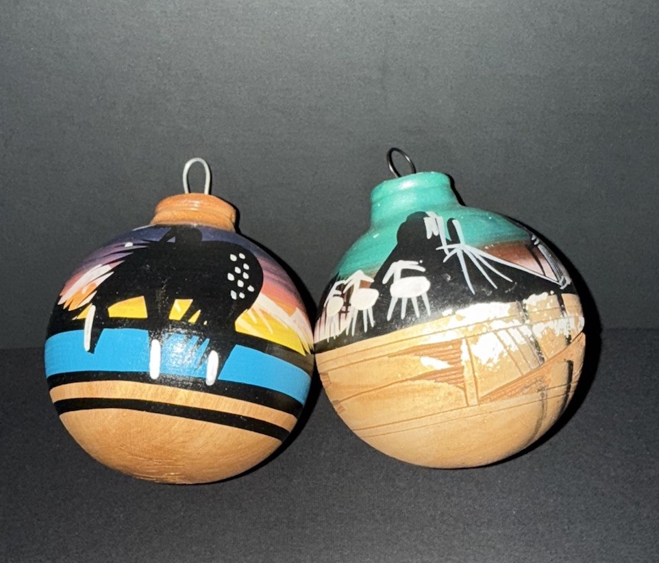 Native American Navajo Christmas Ornament Wood Artist Signed 3”